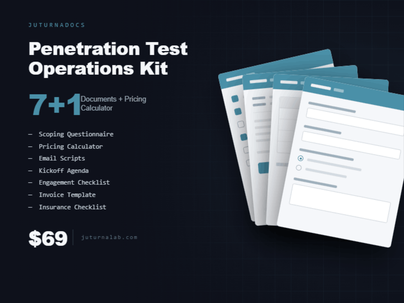 Penetration Test Operations Kit — 7 documents plus pricing calculator for running pentest engagements